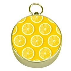 Lemon Fruits Slice Seamless Pattern Gold Compasses by Apen