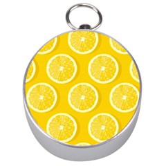 Lemon Fruits Slice Seamless Pattern Silver Compasses by Apen