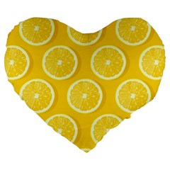 Lemon Fruits Slice Seamless Pattern Large 19  Premium Flano Heart Shape Cushions by Apen