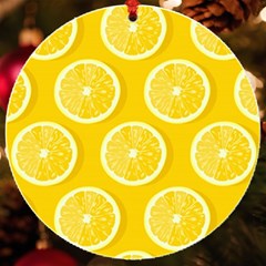 Lemon Fruits Slice Seamless Pattern Uv Print Acrylic Ornament Round by Apen