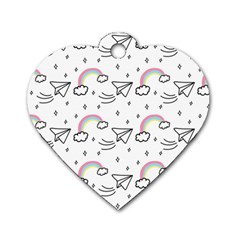 Cute Art Print Pattern Dog Tag Heart (one Side) by Apen