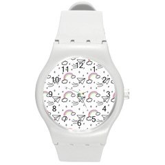 Cute Art Print Pattern Round Plastic Sport Watch (m) by Apen