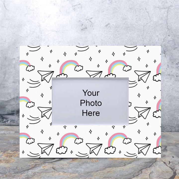 Cute Art Print Pattern White Tabletop Photo Frame 4 x6 