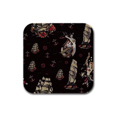 Vintage Tattoos Nautical Rubber Square Coaster (4 Pack) by Apen