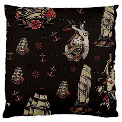 Vintage Tattoos Nautical Large Premium Plush Fleece Cushion Case (one Side) by Apen