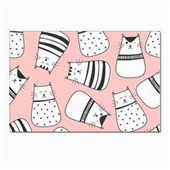 Cute Cats Cartoon Seamless-pattern Postcard 4 x 6  (pkg Of 10) by Apen