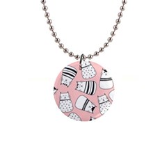 Cute Cats Cartoon Seamless-pattern 1  Button Necklace by Apen