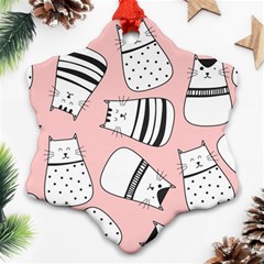 Cute Cats Cartoon Seamless-pattern Snowflake Ornament (two Sides) by Apen