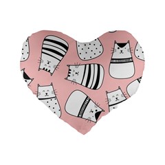 Cute Cats Cartoon Seamless-pattern Standard 16  Premium Heart Shape Cushions by Apen