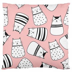 Cute Cats Cartoon Seamless-pattern Large Premium Plush Fleece Cushion Case (two Sides) by Apen