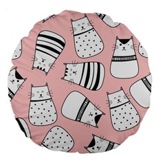 Cute Cats Cartoon Seamless-pattern Large 18  Premium Flano Round Cushions by Apen