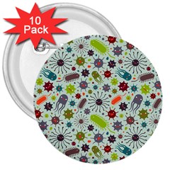 Seamless Pattern With Viruses 3  Buttons (10 Pack)  by Apen