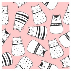 Cute Cats Cartoon Seamless-pattern Wooden Puzzle Square by Apen