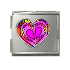 Stained Glass Love Heart Mega Link Heart Italian Charm (18mm) by Apen