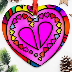 Stained Glass Love Heart Heart Ornament (two Sides) by Apen