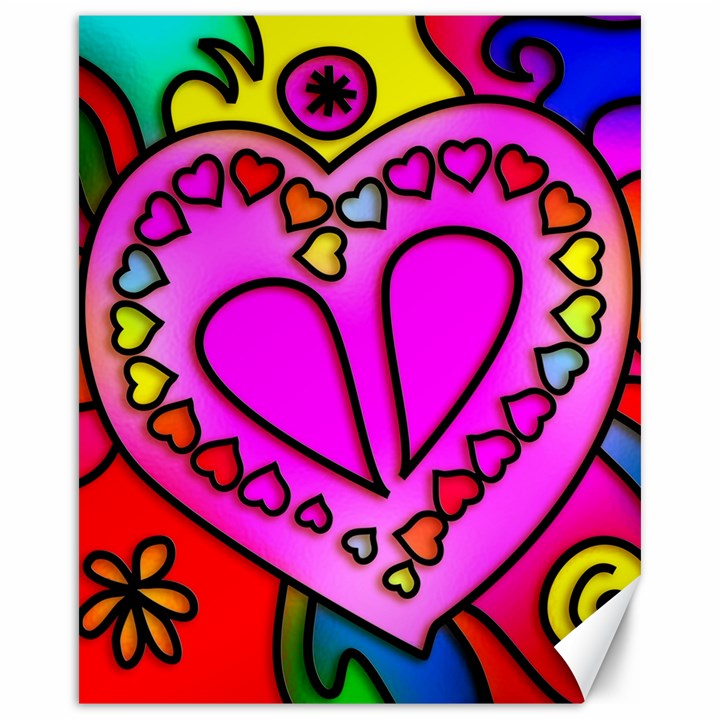 Stained Glass Love Heart Canvas 16  x 20 