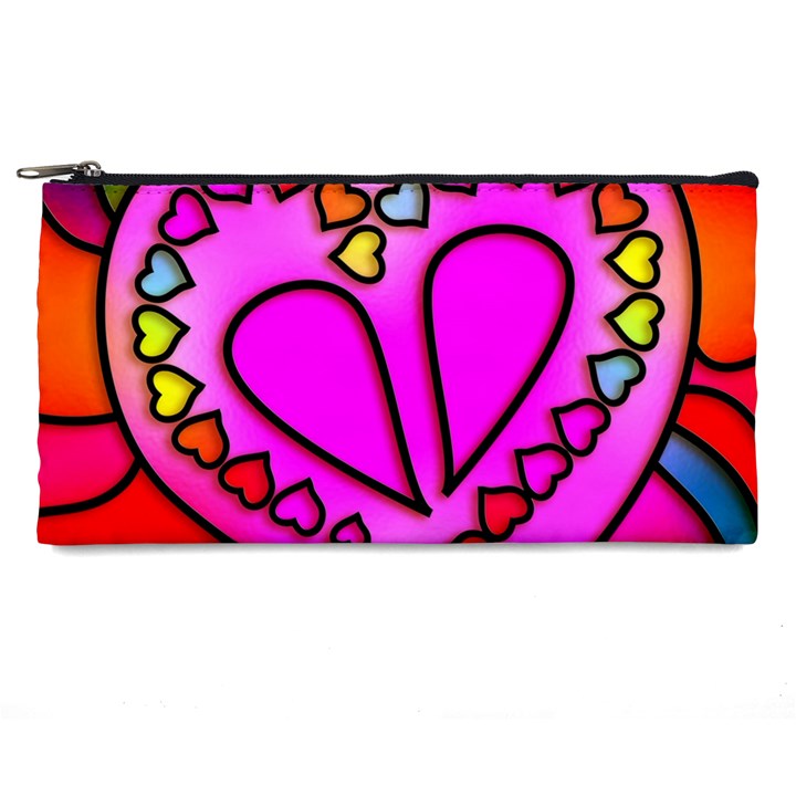 Stained Glass Love Heart Pencil Case