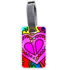 Stained Glass Love Heart Luggage Tag (one Side) by Apen