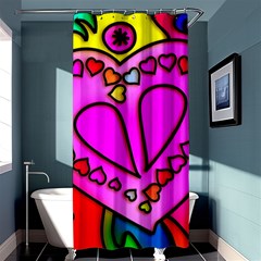 Stained Glass Love Heart Shower Curtain 36  X 72  (stall)  by Apen