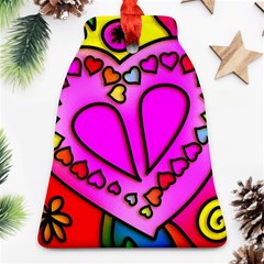 Stained Glass Love Heart Bell Ornament (two Sides) by Apen