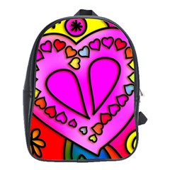 Stained Glass Love Heart School Bag (xl) by Apen