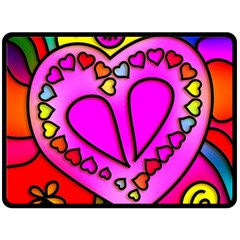 Stained Glass Love Heart Two Sides Fleece Blanket (large) by Apen