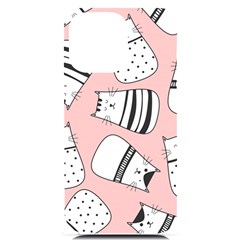 Cute Cats Cartoon Seamless-pattern Iphone 14 Pro Max Black Uv Print Case by Apen