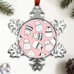 Cute Cats Cartoon Seamless-pattern Metal Small Snowflake Ornament by Apen