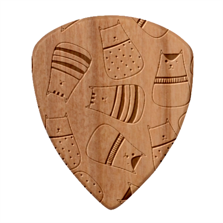 Cute Cats Cartoon Seamless-pattern Wood Guitar Pick (Set of 10)