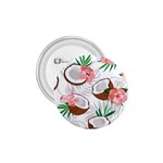 Seamless Pattern Coconut Piece Palm Leaves With Pink Hibiscus 1.75  Buttons Front