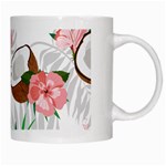 Seamless Pattern Coconut Piece Palm Leaves With Pink Hibiscus White Mug Right