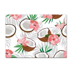 Seamless Pattern Coconut Piece Palm Leaves With Pink Hibiscus Sticker A4 (10 Pack) by Apen