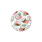 Seamless Pattern Coconut Piece Palm Leaves With Pink Hibiscus Golf Ball Marker (10 pack) Front