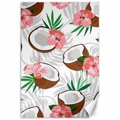 Seamless Pattern Coconut Piece Palm Leaves With Pink Hibiscus Canvas 20  X 30  by Apen