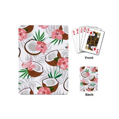 Seamless Pattern Coconut Piece Palm Leaves With Pink Hibiscus Playing Cards Single Design (mini) by Apen