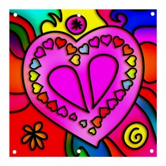 Stained Glass Love Heart Banner And Sign 3  X 3  by Apen