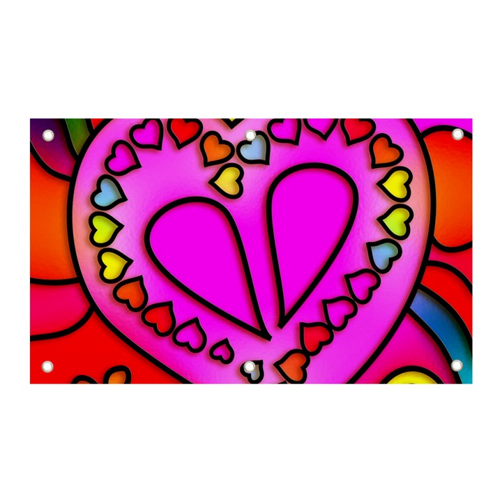 Stained Glass Love Heart Banner and Sign 5  x 3 