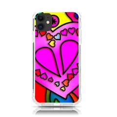 Stained Glass Love Heart Iphone 11 Tpu Uv Print Case by Apen