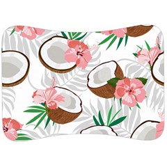 Seamless Pattern Coconut Piece Palm Leaves With Pink Hibiscus Velour Seat Head Rest Cushion by Apen