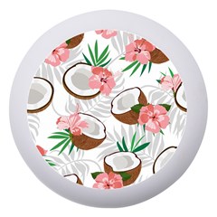 Seamless Pattern Coconut Piece Palm Leaves With Pink Hibiscus Dento Box With Mirror