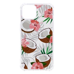 Seamless Pattern Coconut Piece Palm Leaves With Pink Hibiscus Iphone 13 Tpu Uv Print Case by Apen