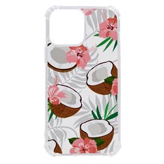 Seamless Pattern Coconut Piece Palm Leaves With Pink Hibiscus Iphone 13 Pro Max Tpu Uv Print Case by Apen