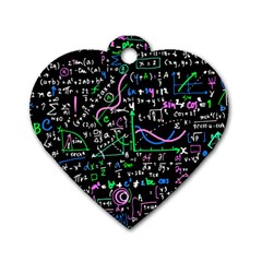 Math Linear Mathematics Education Circle Background Dog Tag Heart (two Sides) by Apen