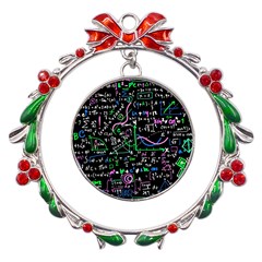 Math Linear Mathematics Education Circle Background Metal X mas Wreath Ribbon Ornament by Apen