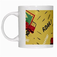 Childish Seamless Pattern With Dino Driver White Mug by Apen