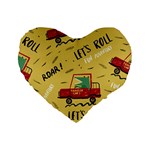 Childish Seamless Pattern With Dino Driver Standard 16  Premium Heart Shape Cushions Front