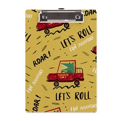 Childish Seamless Pattern With Dino Driver A5 Acrylic Clipboard by Apen