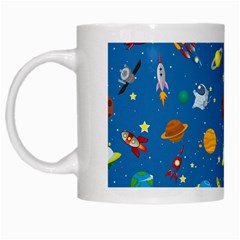 Space Rocket Solar System Pattern White Mug by Apen