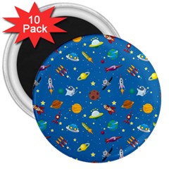 Space Rocket Solar System Pattern 3  Magnets (10 Pack)  by Apen