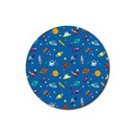 Space Rocket Solar System Pattern Rubber Round Coaster (4 pack) Front